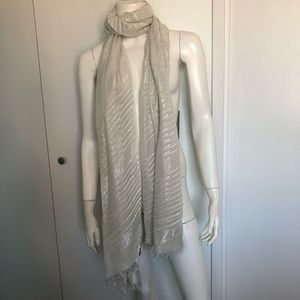 Collection Eighteen Wrap Shawl Pleated Metallic silver threads